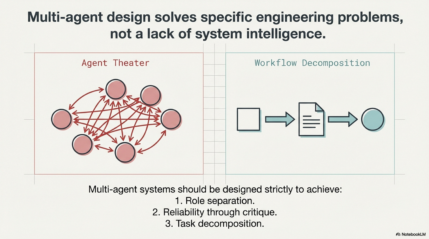 Slide 2: Workflow decomposition over agent theater