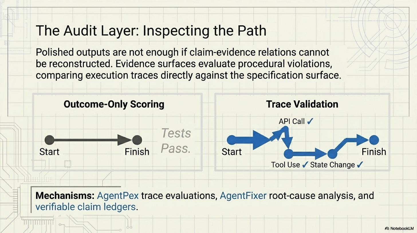 Trace validation turns execution history into evidence against the governing surface Trace validation turns execution history into evidence against the governing surface