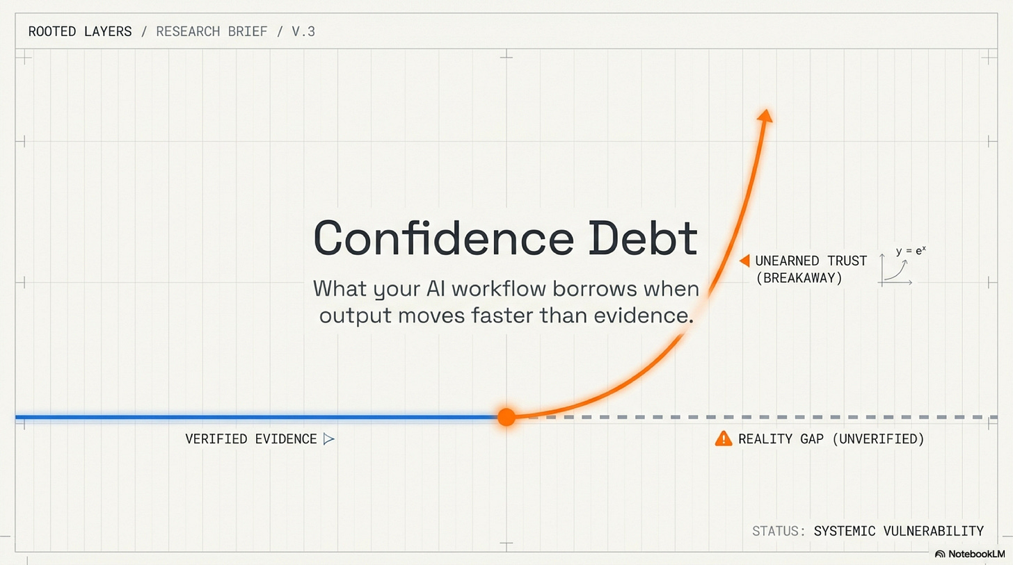 Confidence Debt: What your AI workflow borrows when output moves faster than evidence. Confidence Debt: What your AI workflow borrows when output moves faster than evidence.