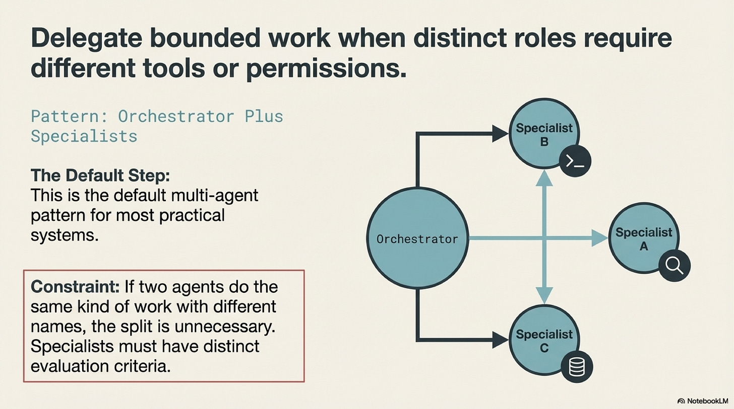Slide 5: Orchestrator plus specialists